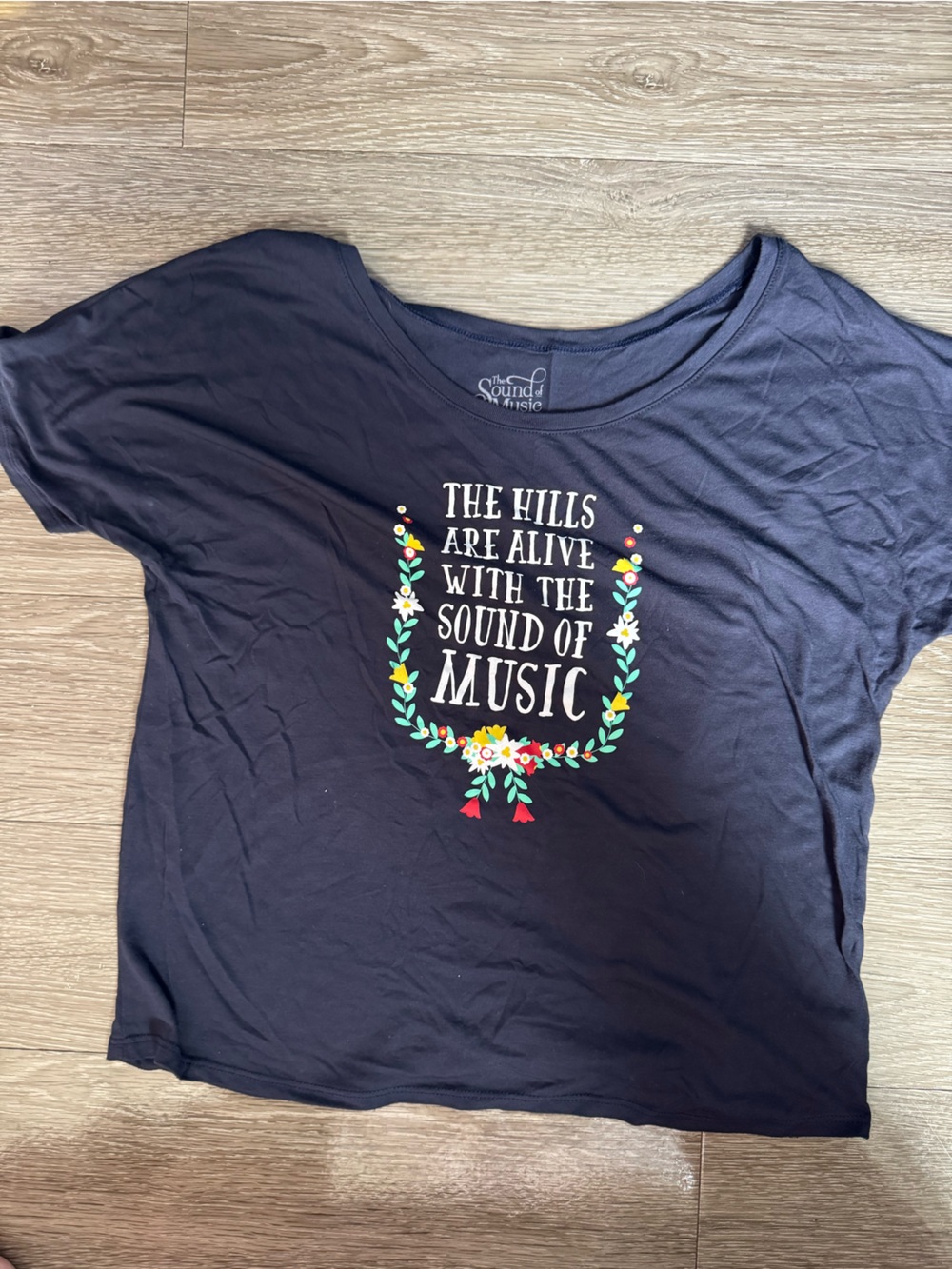 The Sound of Music Navy Graphic Tee with Floral Arch